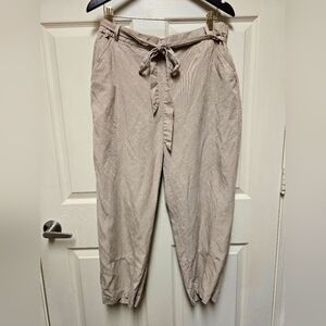 Eileen Fisher Tan Wide Leg Pants Linen Blend Sz Lg